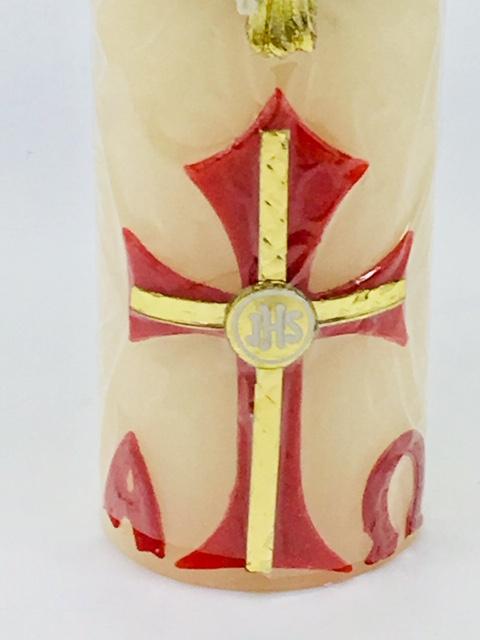 Vela Cirio Pascual Rojo Alpha Omega para la celebración de Pascua - Vela  devocional - Confirmación o confirmacion boda o bautizo - Vela de bautismo  o