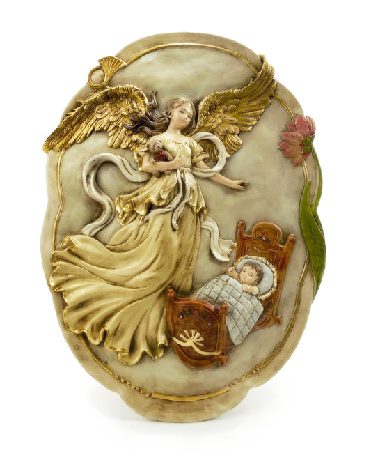 Guardian Angel Crib Medallon Plaque - 18 in. - Unique Catholic Gifts