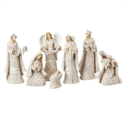 7 pc Nativity with Angel Papercut Style 7.5" - Unique Catholic Gifts