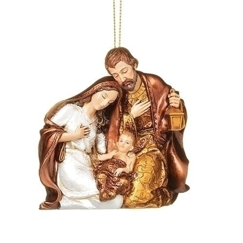 Holy Family Ornament Bronze, Gold, and Pearl 3.25" - Unique Catholic Gifts