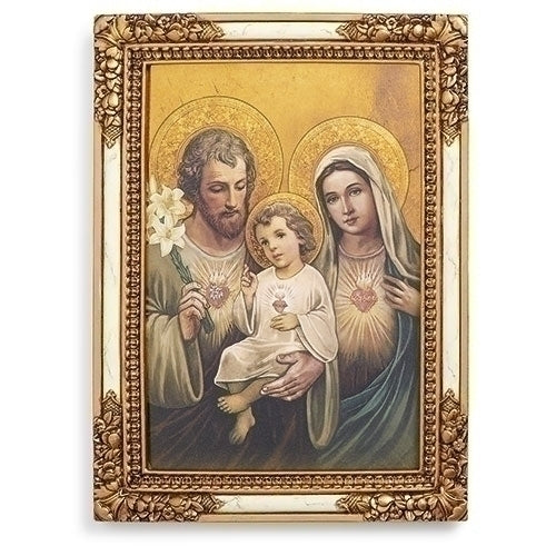 Chaste Hearts of  Holy Family Plaque Frame 7"h - Unique Catholic Gifts