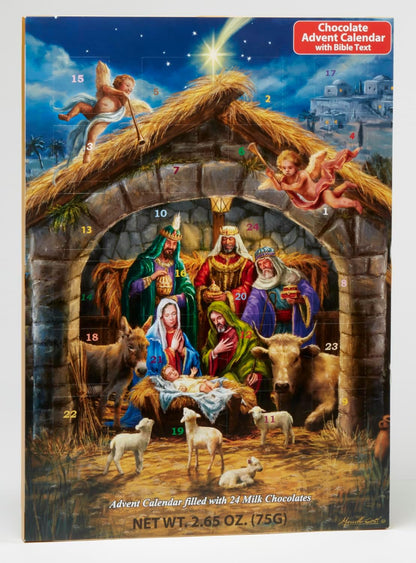 In the Manger Chocolate Advent Calendar with Nativity Story (Countdown to Christmas) - Unique Catholic Gifts