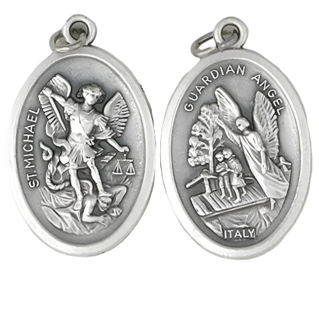 Saint Michael/ Guardian Angel Double Sided Oxi Medal 1/2" - Unique Catholic Gifts