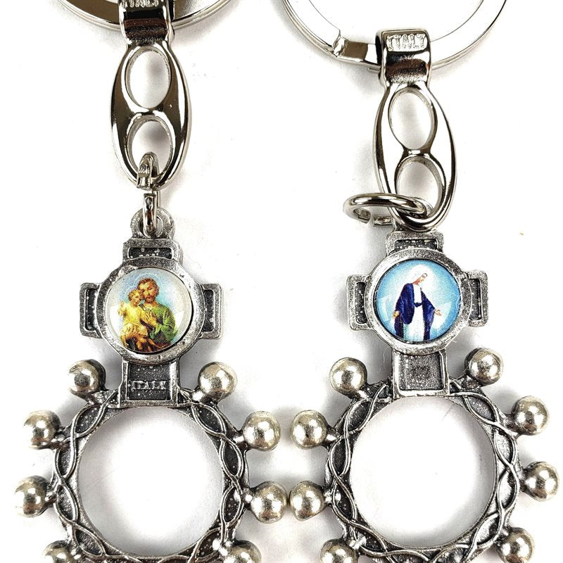 St. Joseph and Mary Decade Rosary Keychain - Unique Catholic Gifts