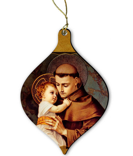 St. Anthony with Jesus Wood Ornament  2 3/4"