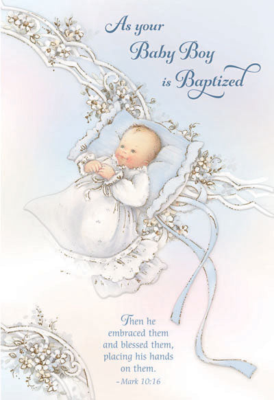 As Your Baby Boy is Baptised Greeting Card