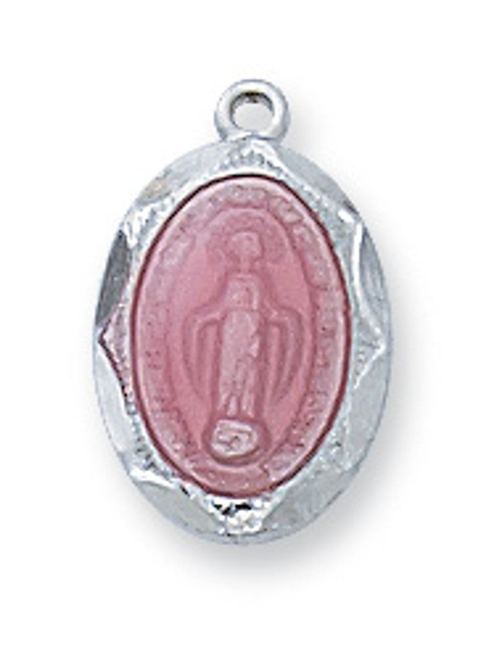 Baby Pink Miraculous Medal with Chain - Unique Catholic Gifts