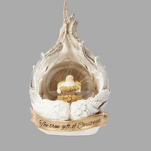 Baby in Angels Wings Dome Ornament 4 1/2"