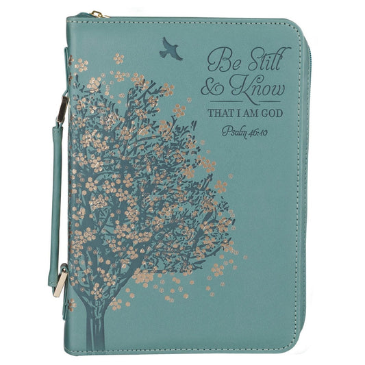 Be Still and Know Teal Faux Leather Fashion Bible Cover - Psalm 46:10 LARGE