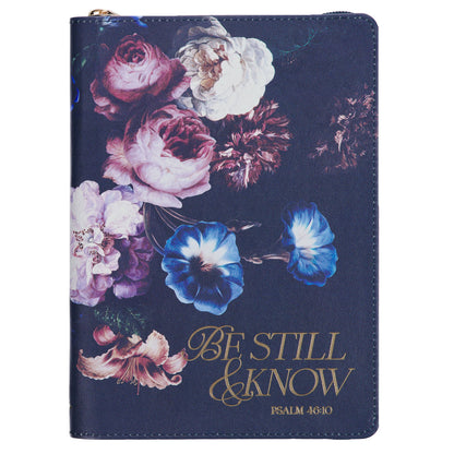 Be Still and Know I am God Faux Leather Journal with Zipper - Unique Catholic Gifts