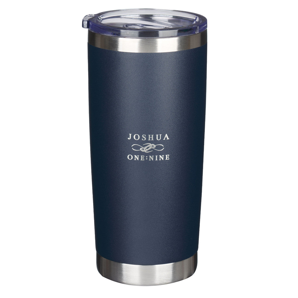 Be Strong and Courageous Navy Stainless Steel Travel Tumbler - Joshua 1:9 - Unique Catholic Gifts