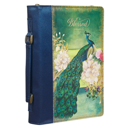 "Blessed" Peacock Bible Cover - Jeremiah 17:7 Medium - Unique Catholic Gifts