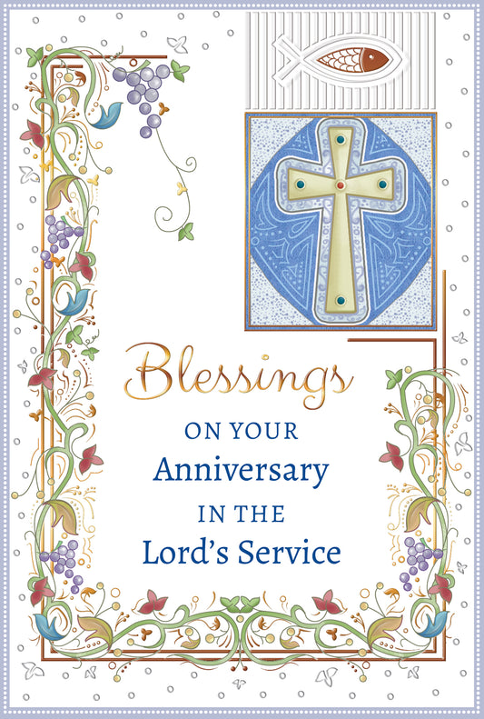 Blessings On The Anniversary  in the Lord's Service Greeting Card - Unique Catholic Gifts