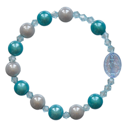 Fine Aqua Drops Children's Rosary  Bracelet