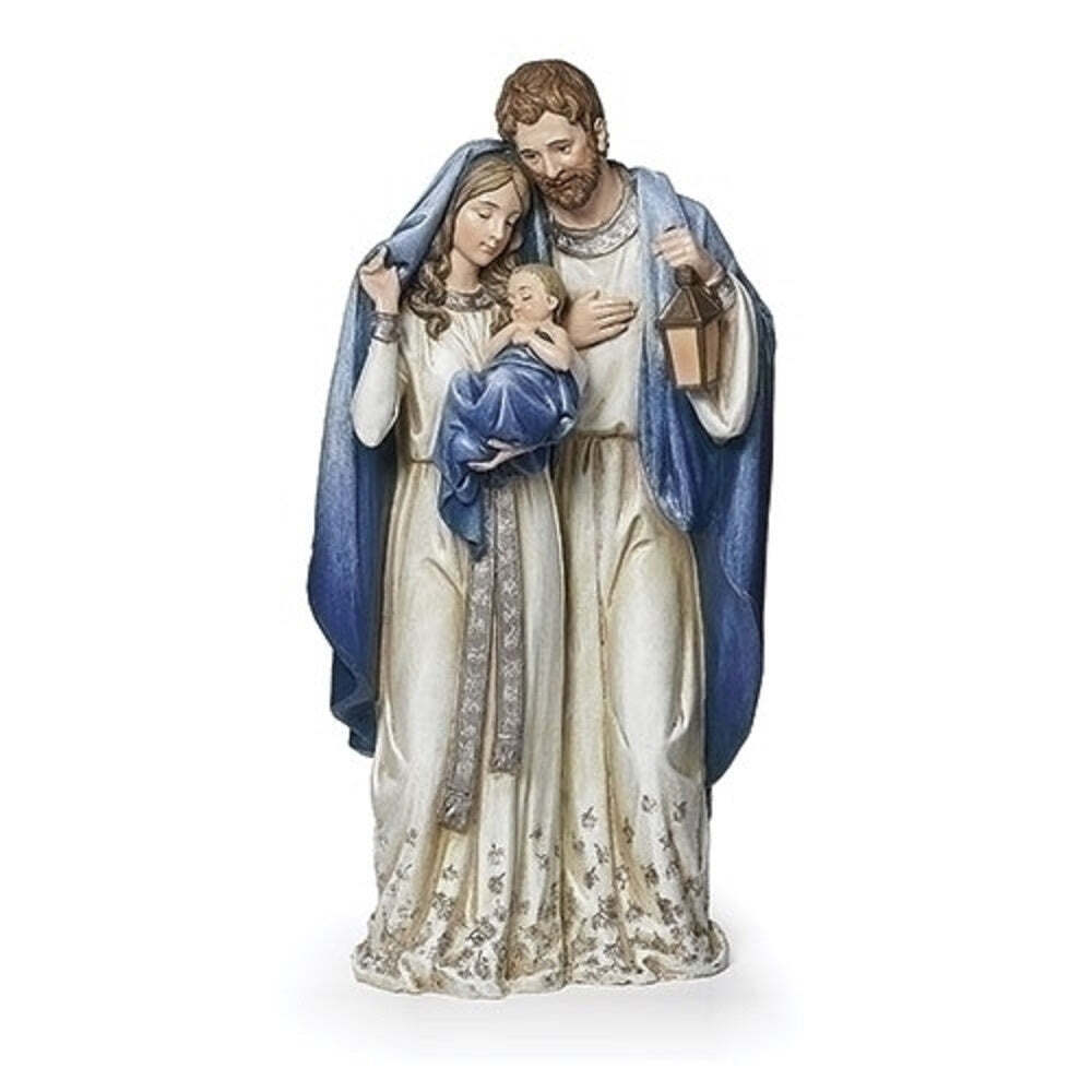 Blue and Silver Holy Family Statue 12 3/4" - Unique Catholic Gifts