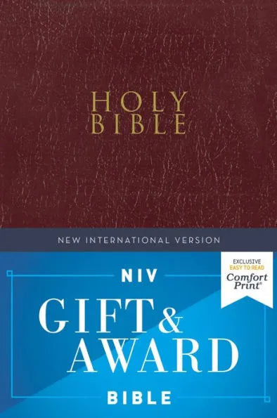 NIV Gift and Award Bible, Leather-Look, Burgundy, Red Letter, Comfort Print - Unique Catholic Gifts