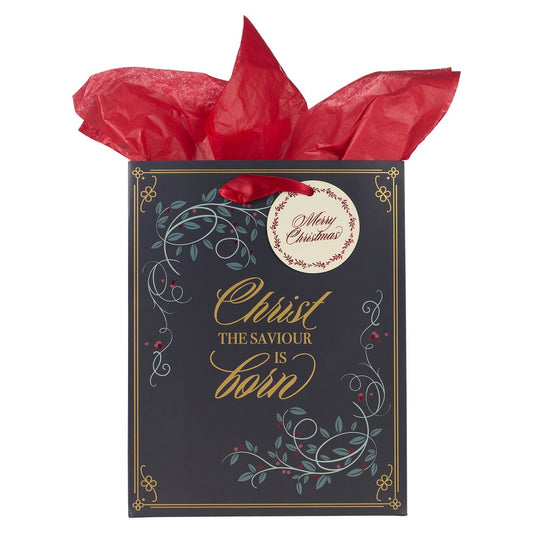 Christ is Born Medium Black Christmas Gift Bag