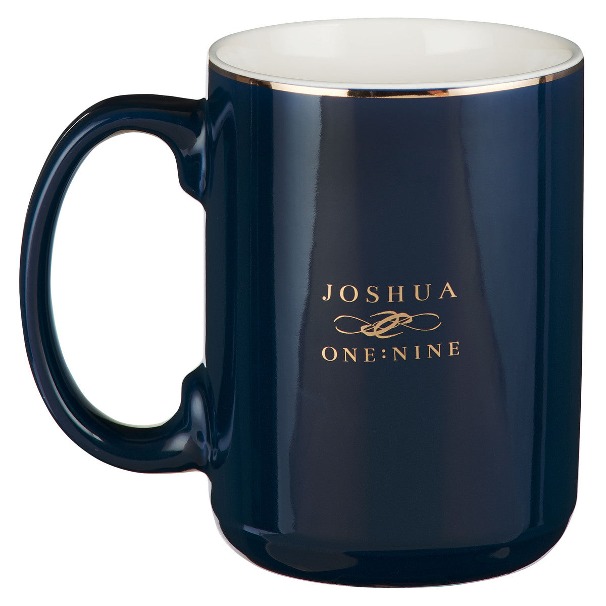 Be Strong and Courageous Navy Ceramic Coffee Mug - Joshua 1:9 - Unique Catholic Gifts