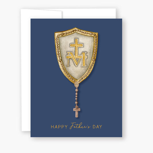 Father's Day  Praying a Rosary for You Card |  Blue - Unique Catholic Gifts