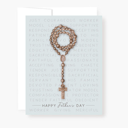 Father's Day  Praying a Rosary for You Card | St Joseph Attributes - Unique Catholic Gifts