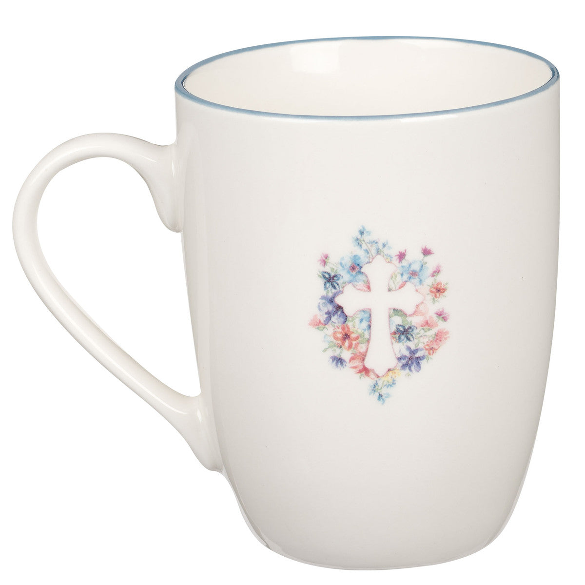 Floral Cross Ceramic Coffee Mug - Unique Catholic Gifts