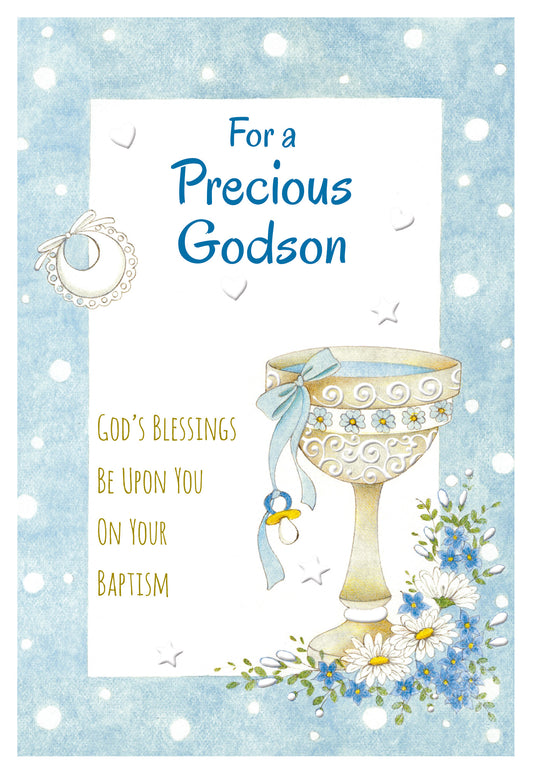 For a Precious Godson Baptism Greeting Card - Unique Catholic Gifts