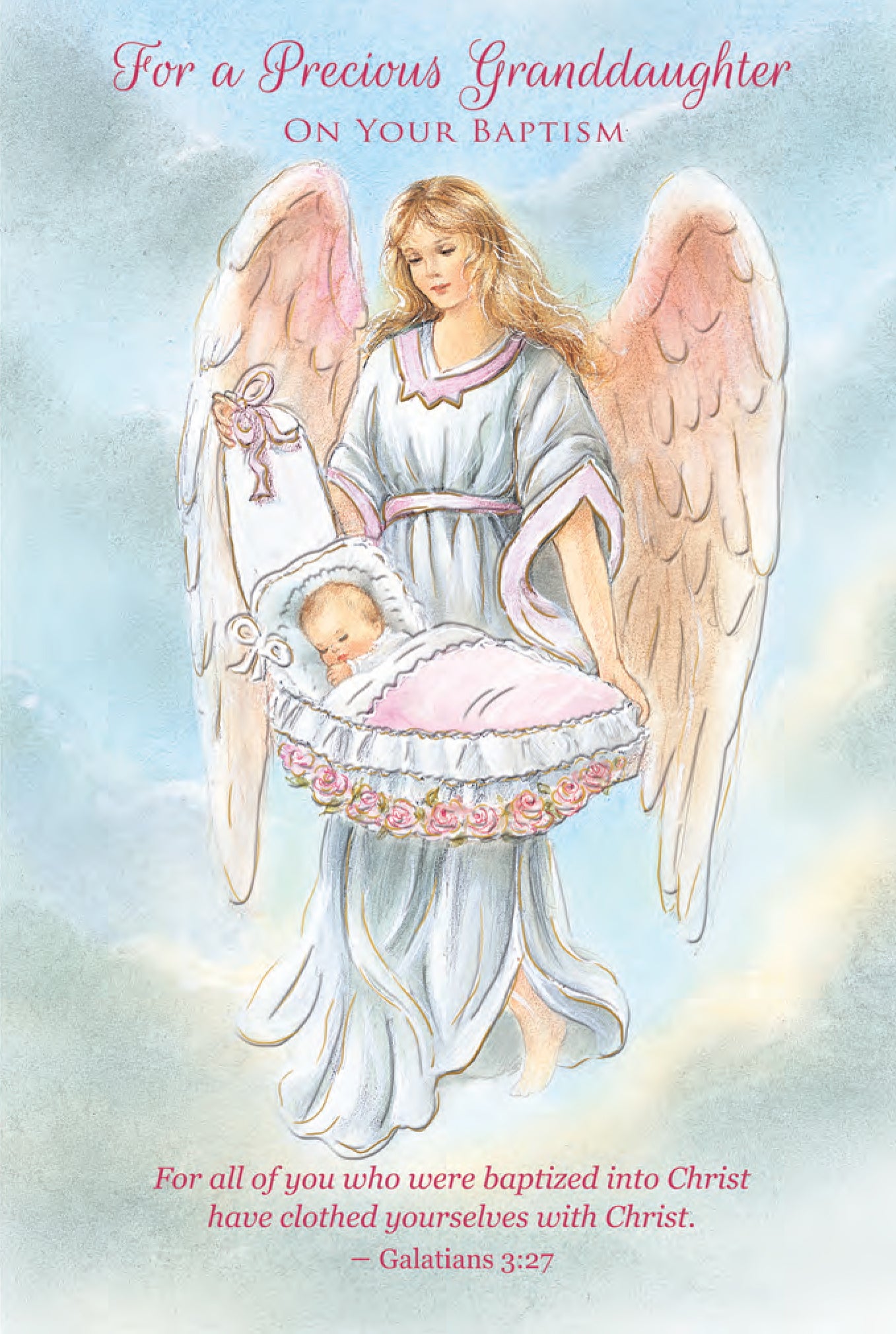 For a Precious  Granddaughter On Your Baptism Greeting Card - Unique Catholic Gifts