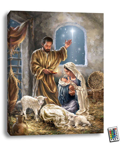 The King is Born Illuminated Canvas Print (18" x 24") - Unique Catholic Gifts