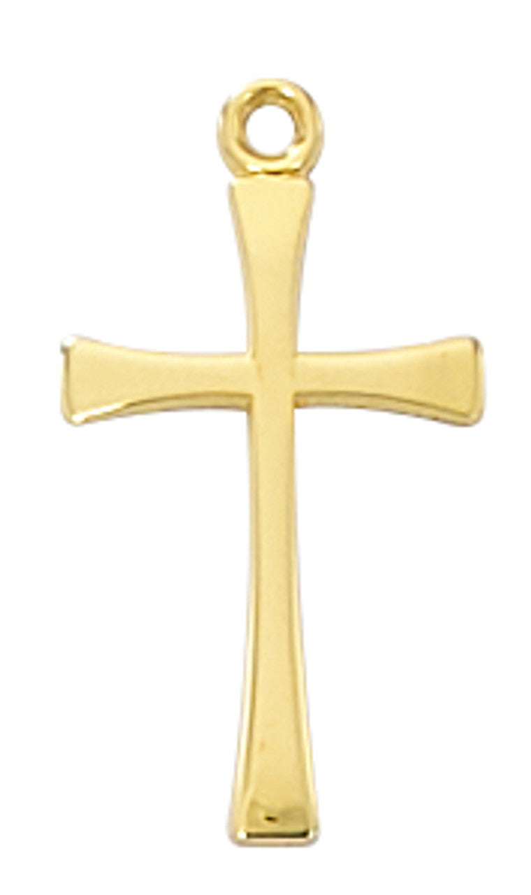 18k Gold over Sterling Silver Cross 11/16" with chain