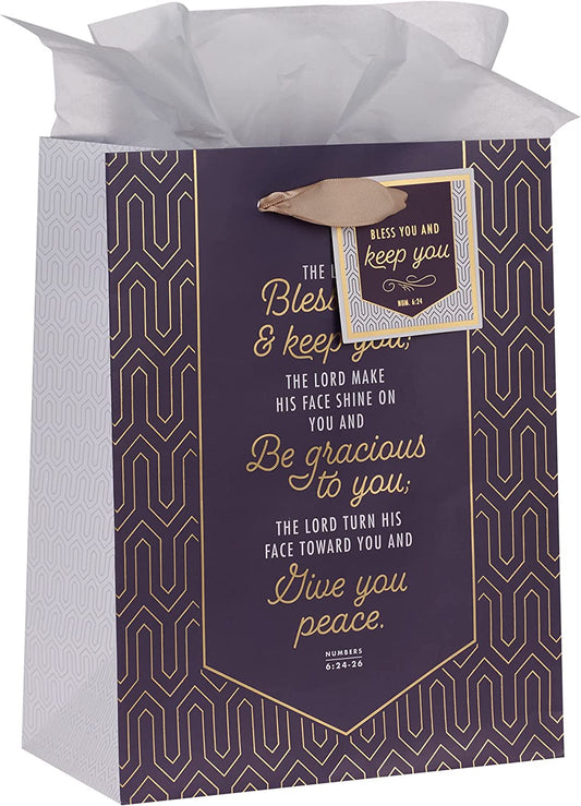 Gift Bag: Bless You And Keep You (Purple, Medium) - Unique Catholic Gifts