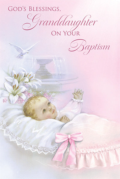 God's Blessing's Granddaughter On Your Baptism Greeting Card - Unique Catholic Gifts