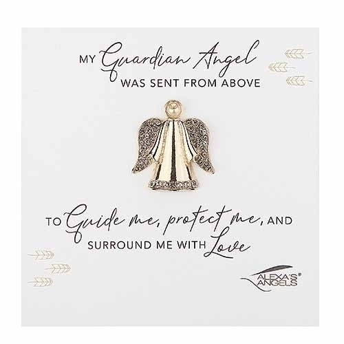 Gold Guardian Angel Pin 1 1/4"