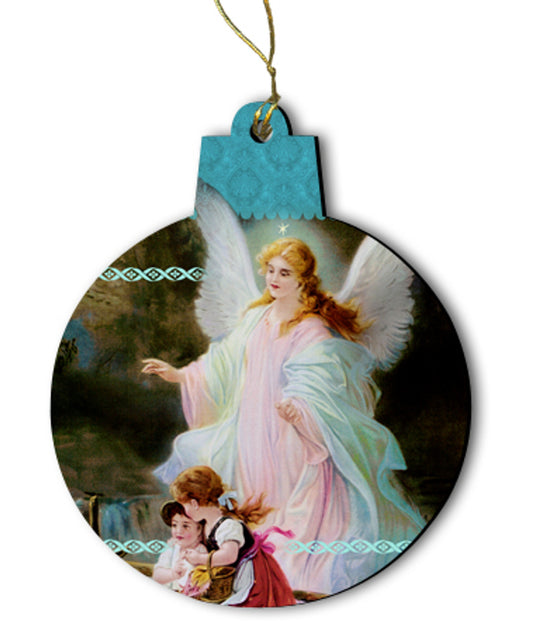 Guardian Angel Wood Ornament 2 1/2"