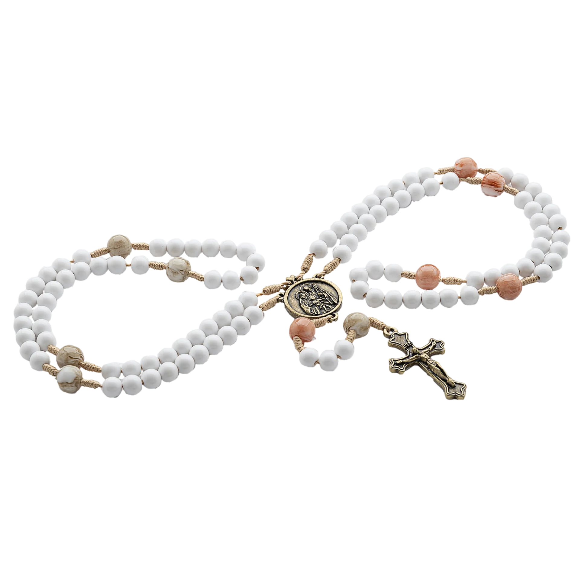 Holy Family Couple's Rosary ( White ) - Unique Catholic Gifts