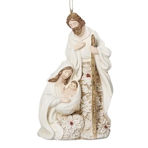 Holy Family Poinsettia Ornament 5"