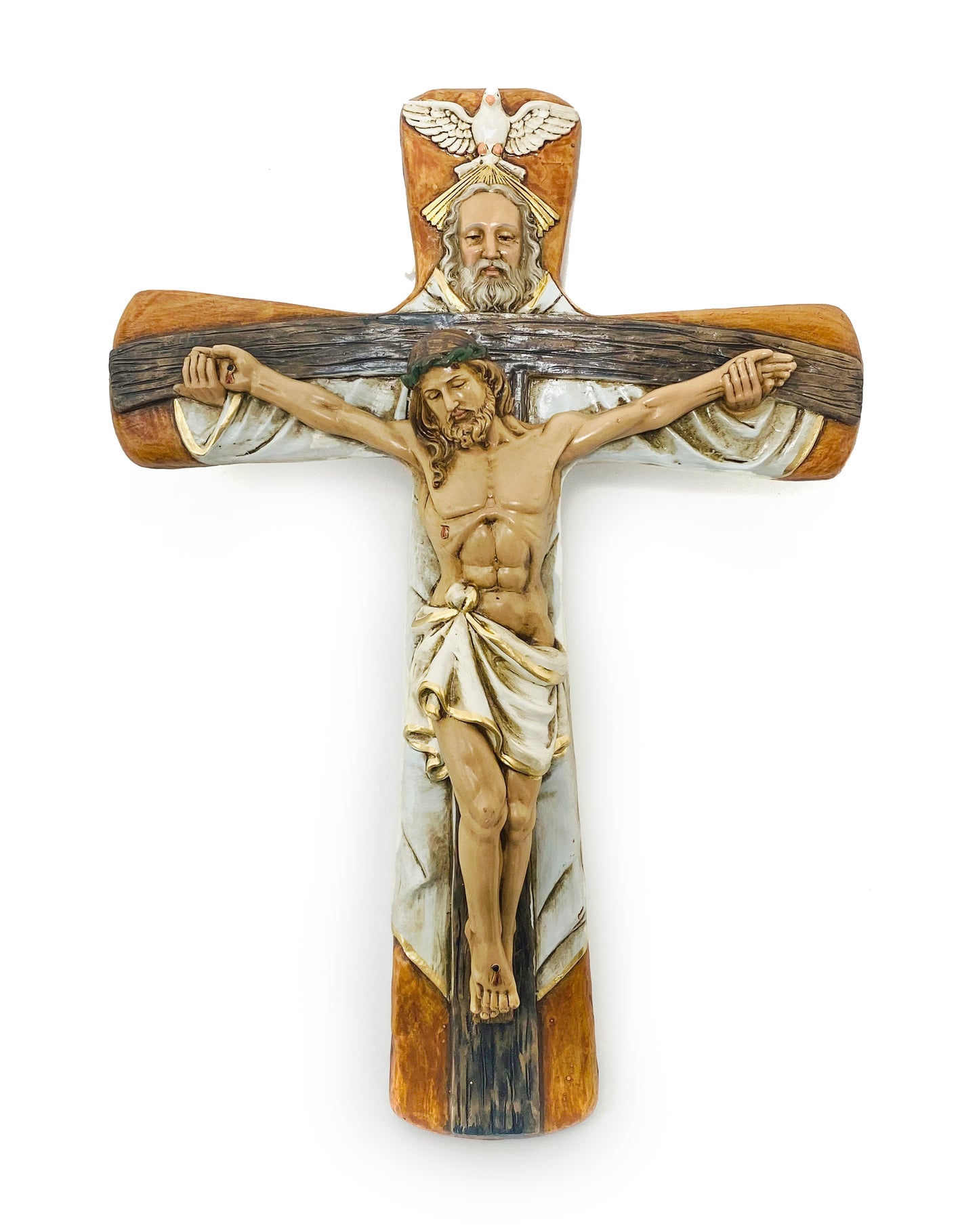 Holy Trinity Hand Painted Crucifix 10 " - Unique Catholic Gifts