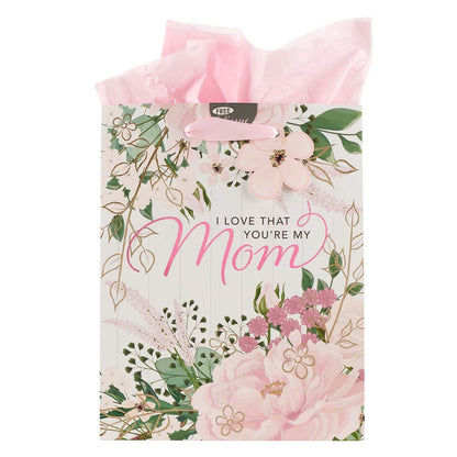 I Love that You're My Mom Gift Bag with Tissue (Medium) - Unique Catholic Gifts