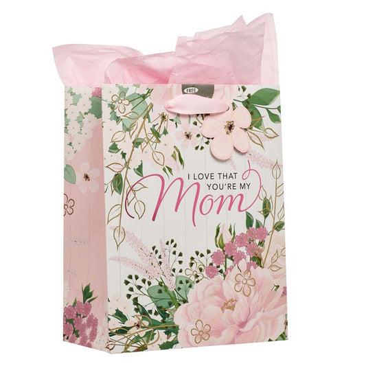 I Love that You're My Mom Gift Bag with Tissue (Medium) - Unique Catholic Gifts