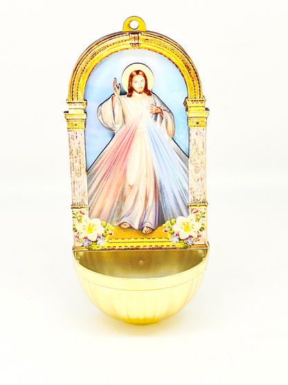 Divine Mercy 3D Holy Water Font 6" - Unique Catholic Gifts