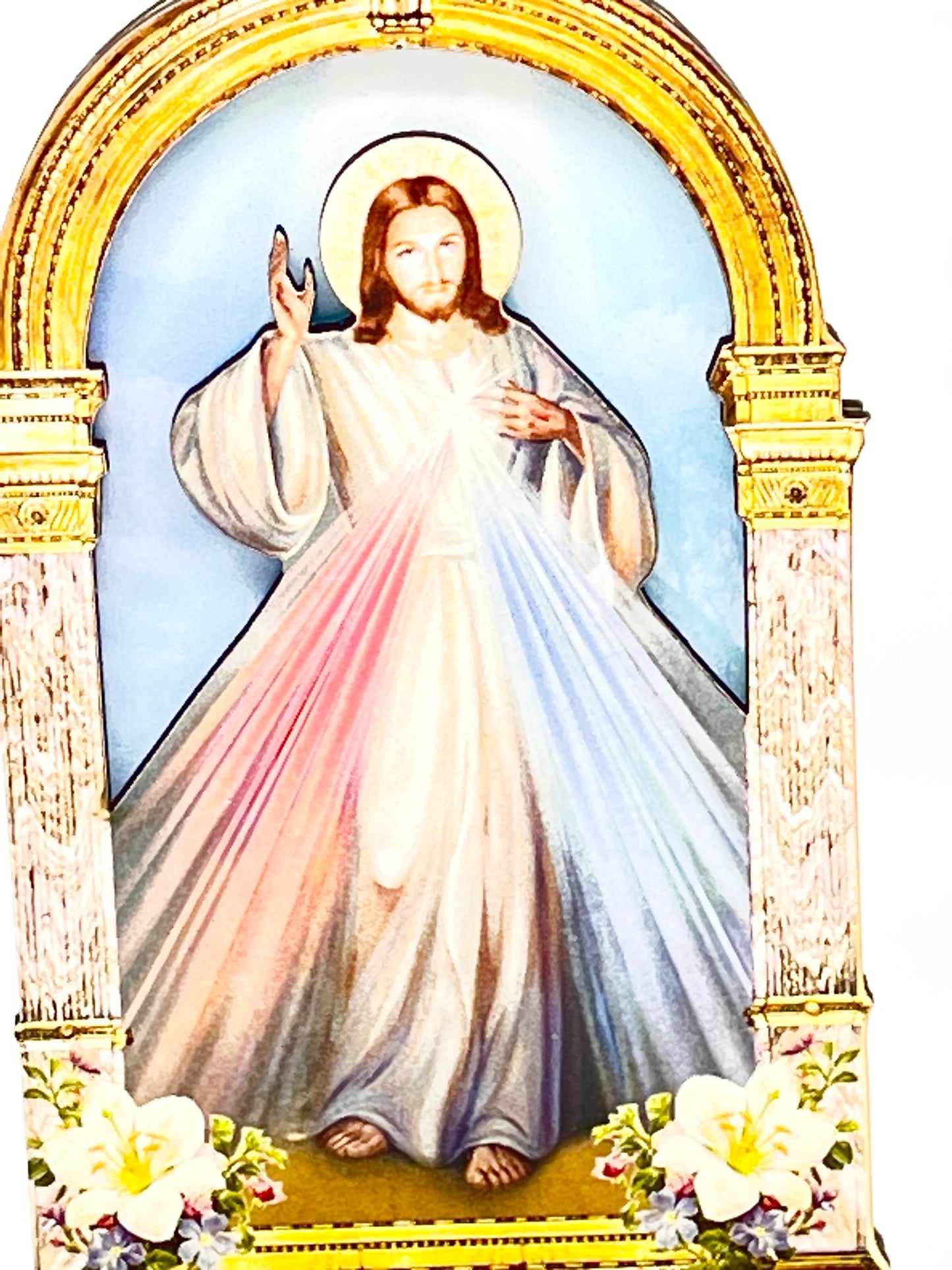 Divine Mercy 3D Holy Water Font 6" - Unique Catholic Gifts