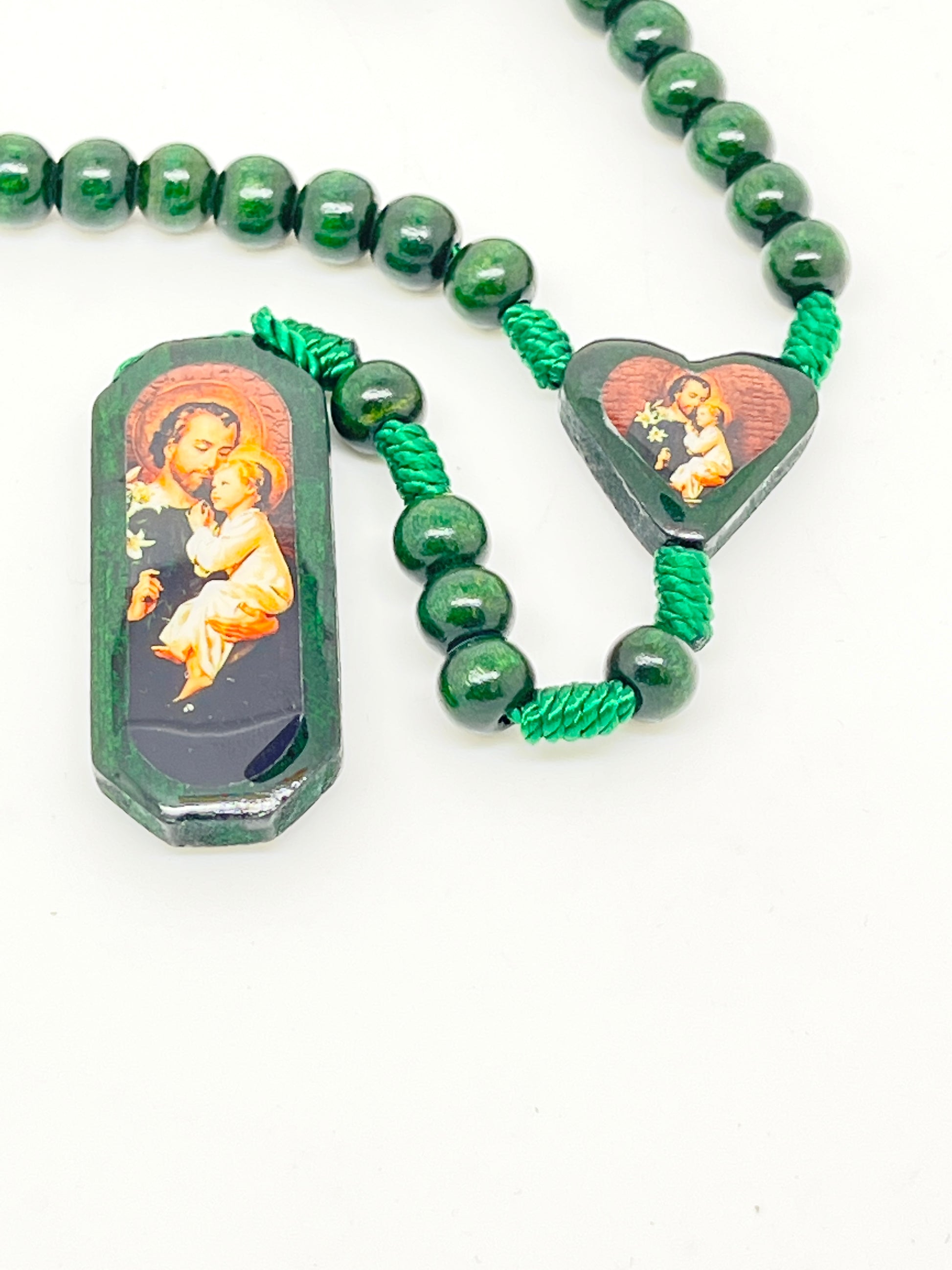 St. Joseph Green Wood Rosary - Unique Catholic Gifts