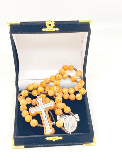 Italian Olive Wood Rosary Necklace. (8mm) - Unique Catholic Gifts