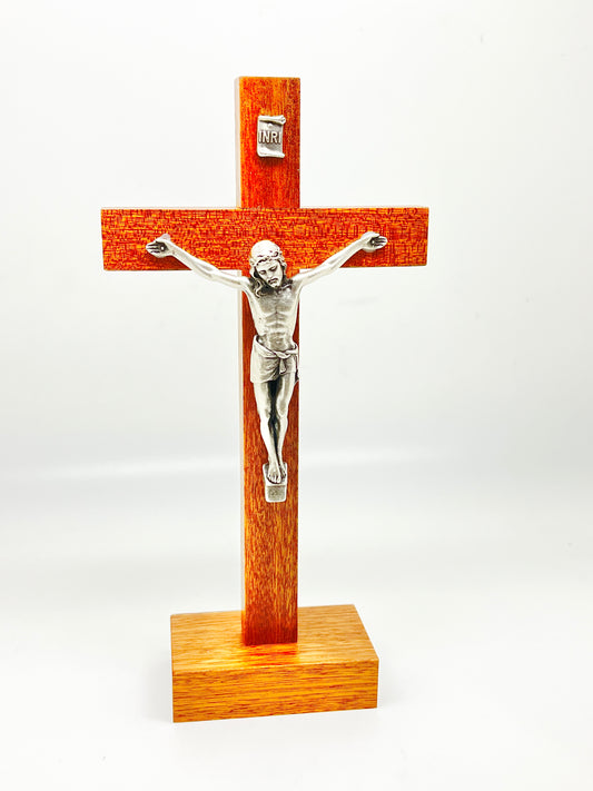 Standing Wood Crucifix 8" - Unique Catholic Gifts