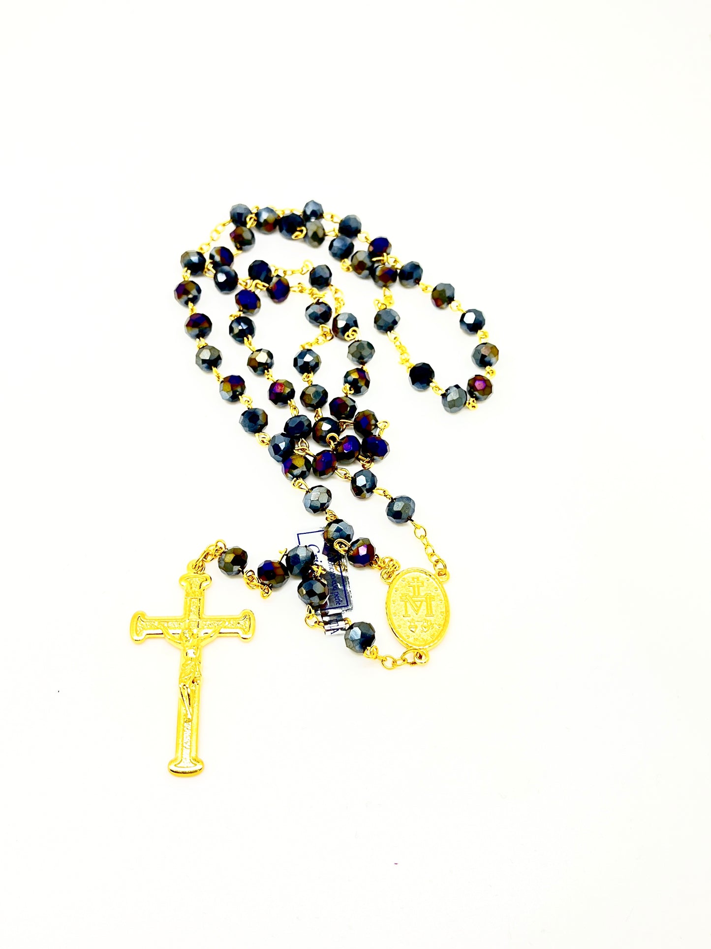 Jet Black Real Italian Crystal Rosary - Unique Catholic Gifts