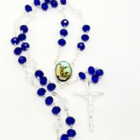 St. Michael Chaplet Silver with Blue Crystal Beads - Unique Catholic Gifts
