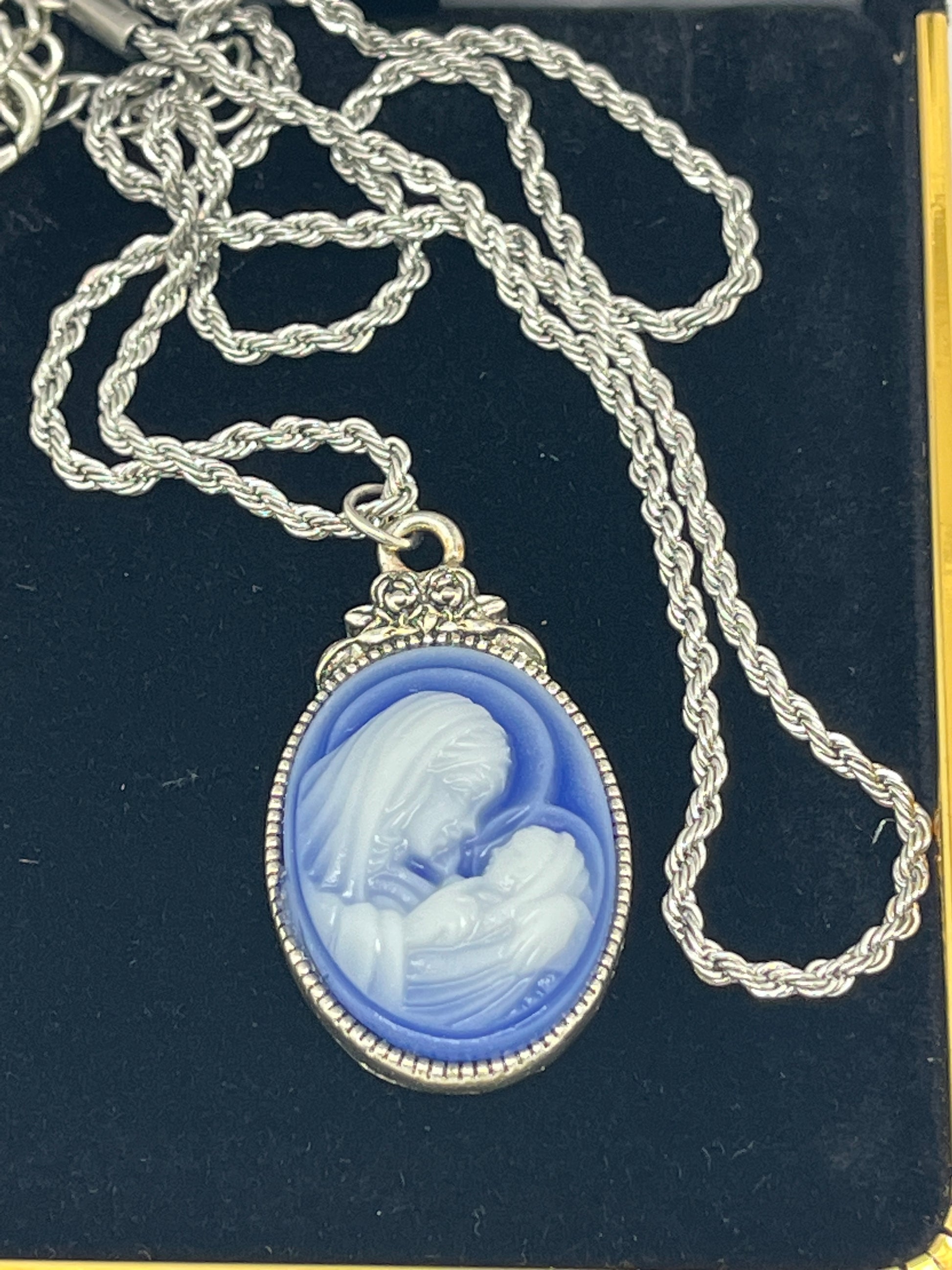 Madonna and Child Cameo Pendant 1" - Unique Catholic Gifts