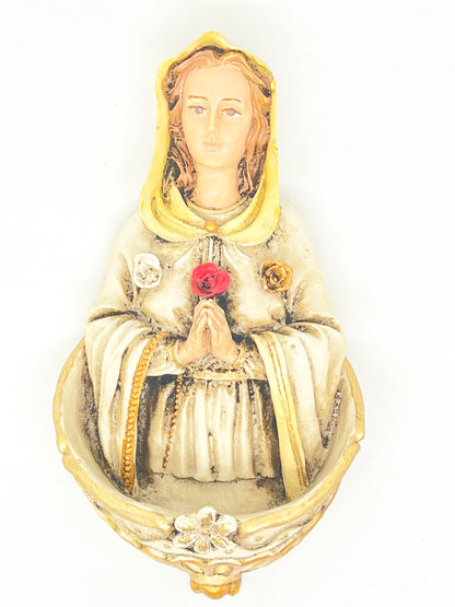 Rosa Mystica Holy Water Font 5 1/2" - Unique Catholic Gifts