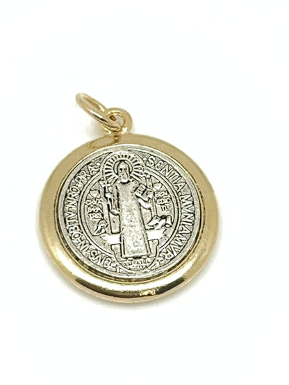 Gold and Silver St. Benedict Medal Large 1" - Unique Catholic Gifts