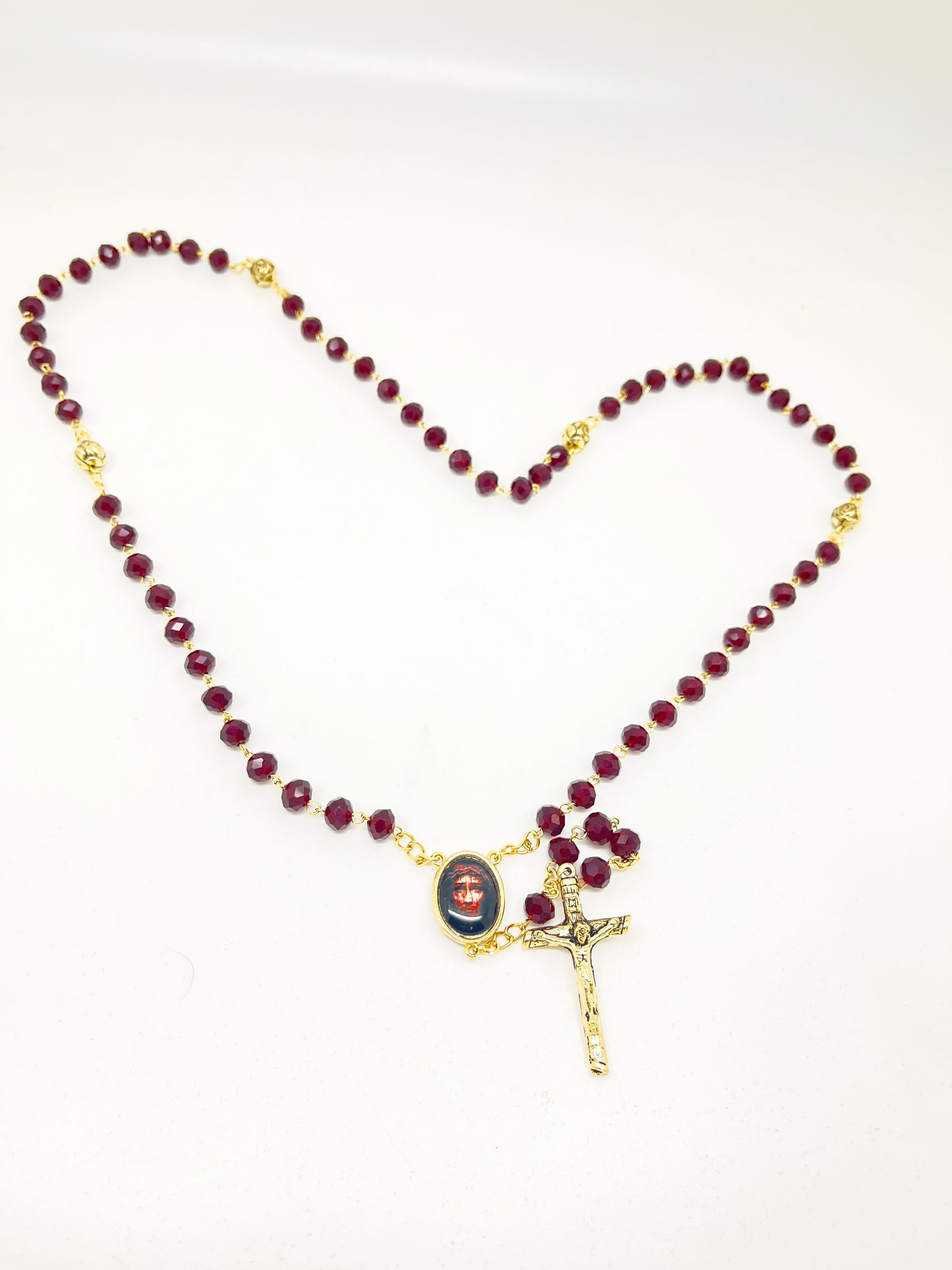 Gold and Red Precious Blood of Jesus Crystal Chaplet Beads. 8MM - Unique Catholic Gifts