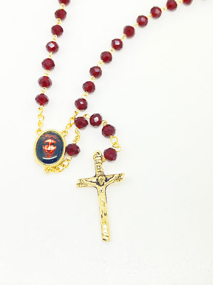 Gold and Red Precious Blood of Jesus Crystal Chaplet Beads. 8MM - Unique Catholic Gifts